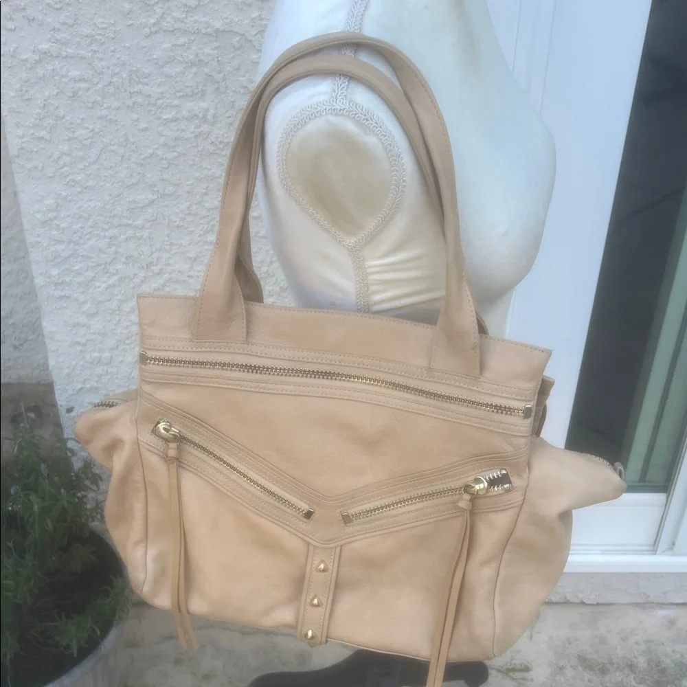 Botkier Trigger Satchel Beige Leather Handbag Purse